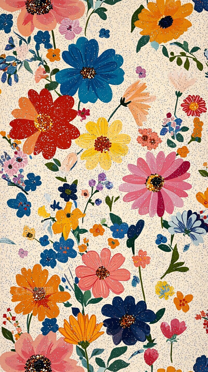 高清大图下载【趣麦麦图】亮色亮片花朵图案3