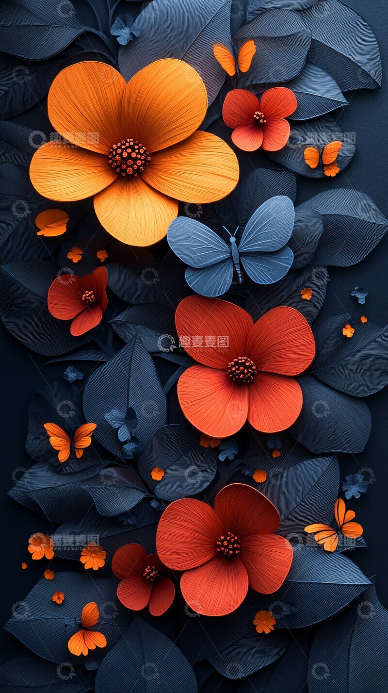 高清大图下载【趣麦麦图】花蝶立体剪纸3