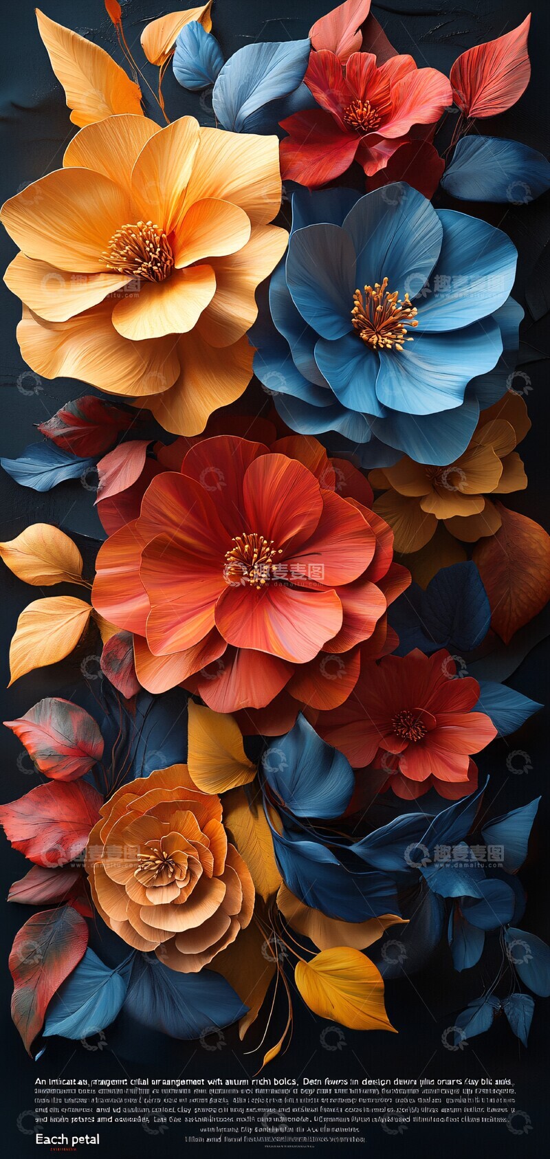 高清大图下载【趣麦麦图】秋色花卉立体雕塑1