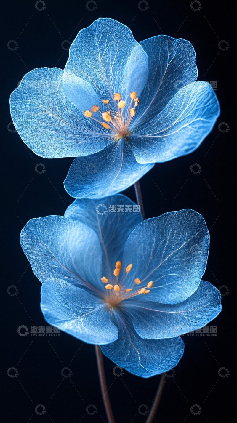 高清大图下载【趣麦麦图】冰蓝花影抽象图像现实2