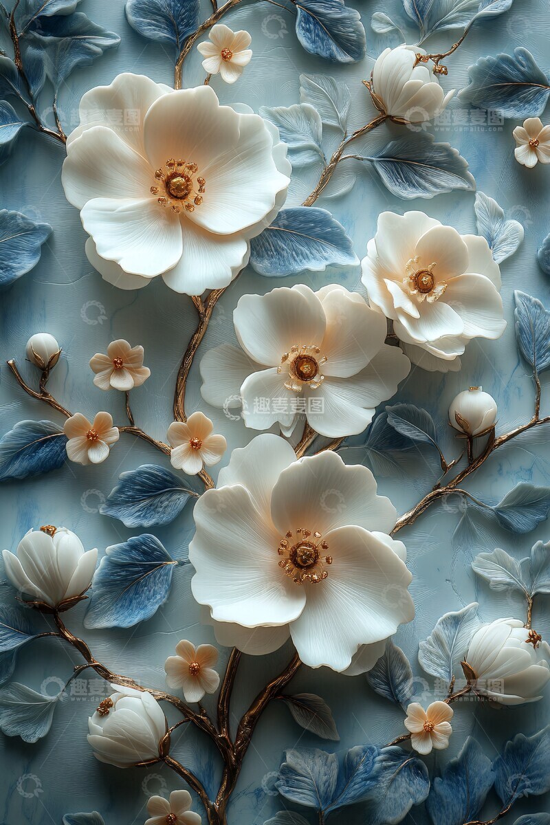 高清大图下载【趣麦麦图】野花立体浮雕十字2