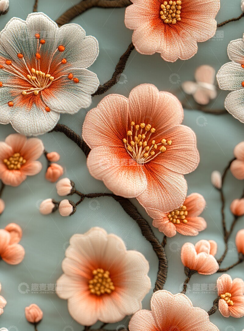 高清大图下载【趣麦麦图】桃花图案墙艺3