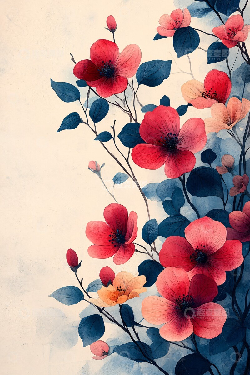 高清大图下载【趣麦麦图】春日花语粉色紫色青色1