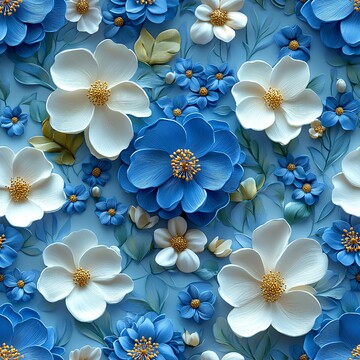 蓝色花朵图案4