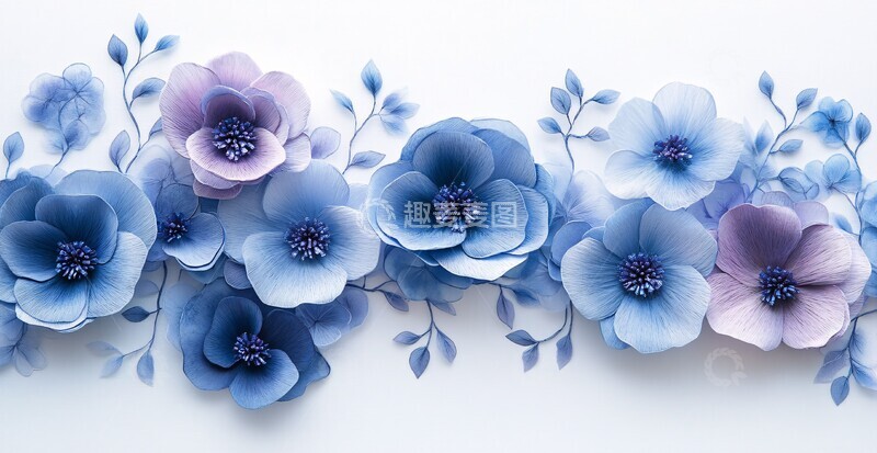 高清大图下载【趣麦麦图】水彩纸花刺绣图案7