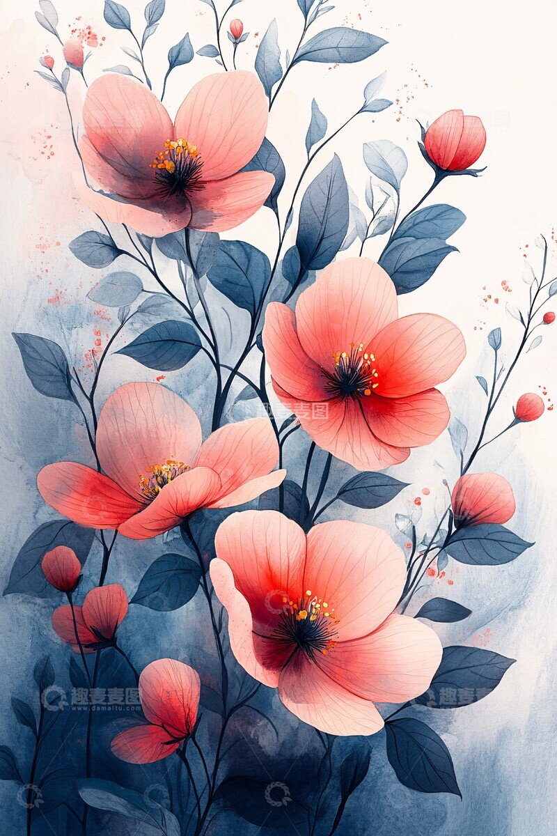 高清大图下载【趣麦麦图】春日花语粉色紫色青色3