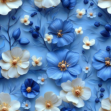 蓝色花朵图案5