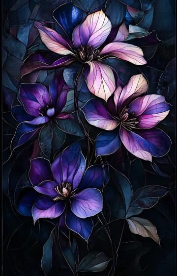 紫黑玻璃花玻璃背景细节1