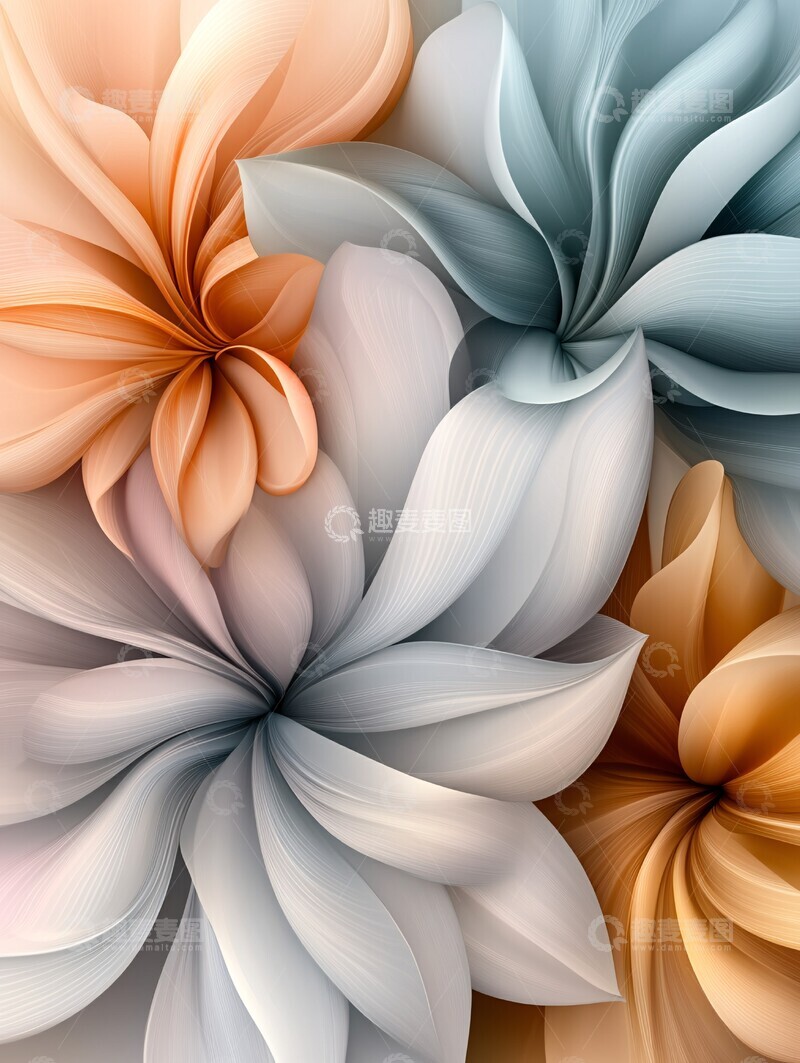 高清大图下载【趣麦麦图】-渐变彩虹花朵图案3