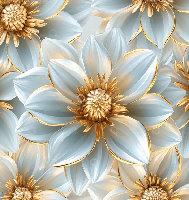 高清大图下载【趣麦麦图】金色花瓣图案3