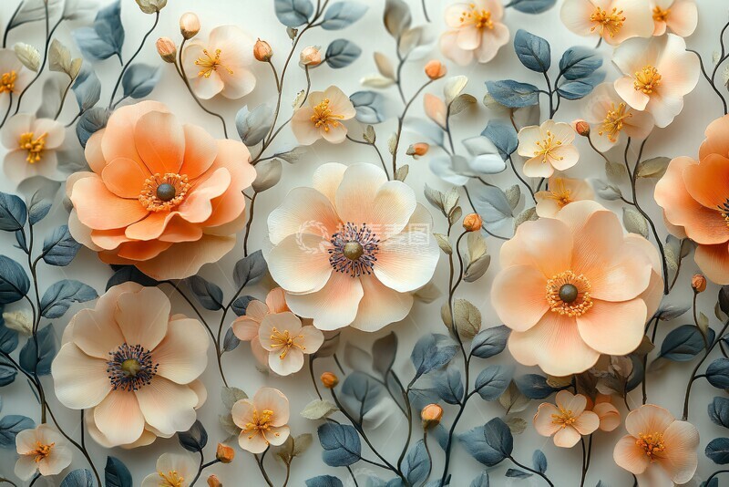 高清大图下载【趣麦麦图】柔水彩花卉纹样3