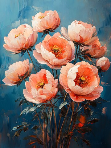 粉色花朵蓝色背景4