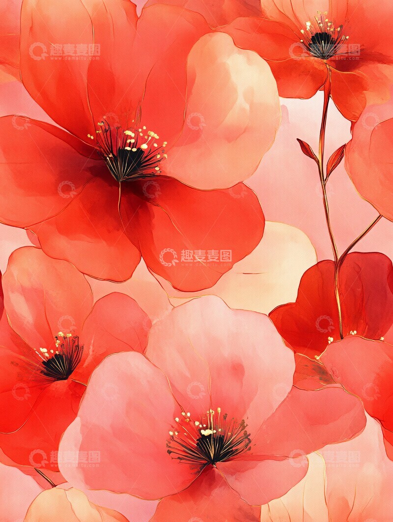 高清大图下载【趣麦麦图】日本花植纹样3