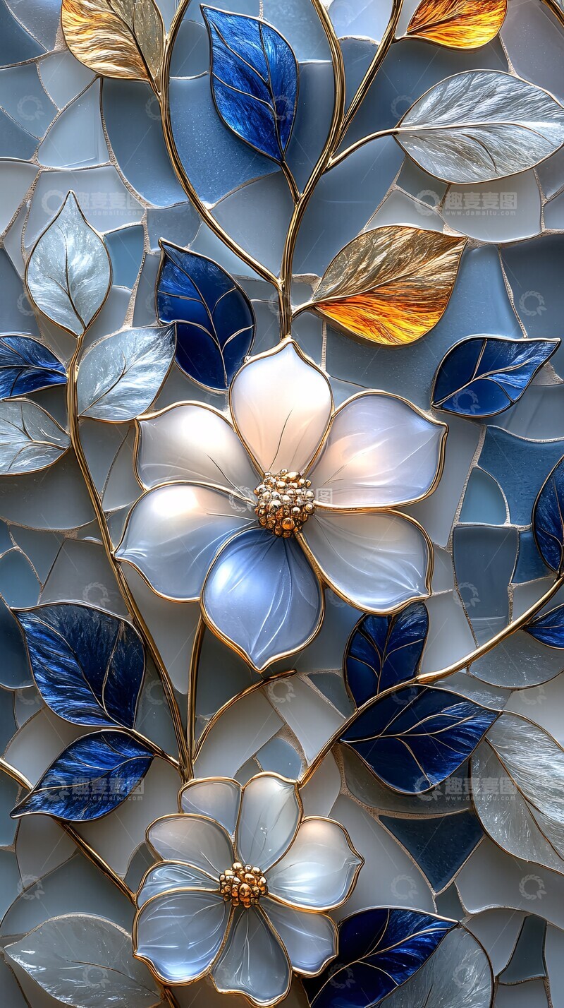 高清大图下载【趣麦麦图】-玻璃陶瓷雪人花叶2