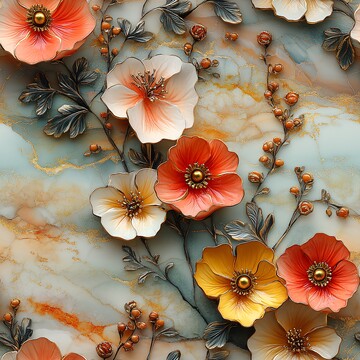 陶瓷花朵与植物纹样1