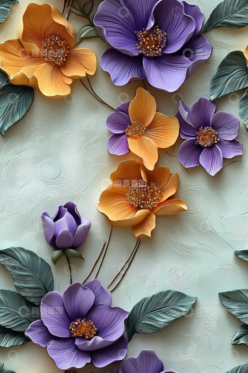 高清大图下载【趣麦麦图】紫色橙色立体壁纸3