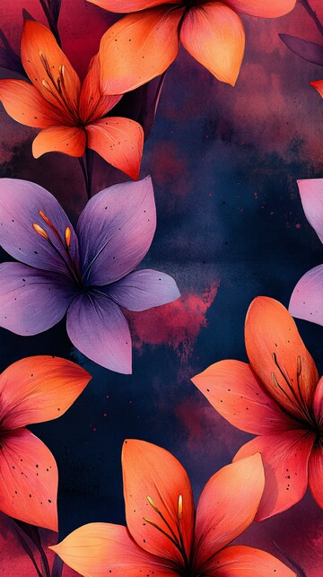 水彩百合花纹样3