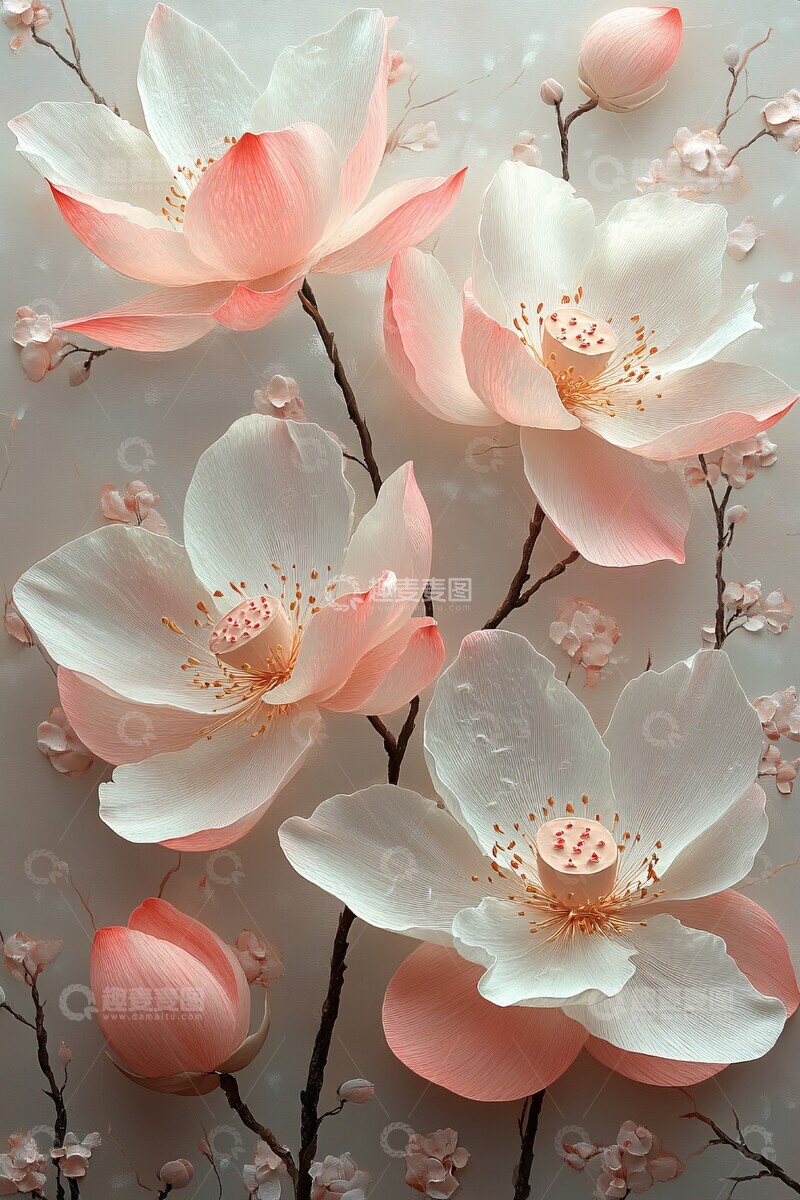 高清大图下载【趣麦麦图】粉白莲花莲花花朵花瓣3