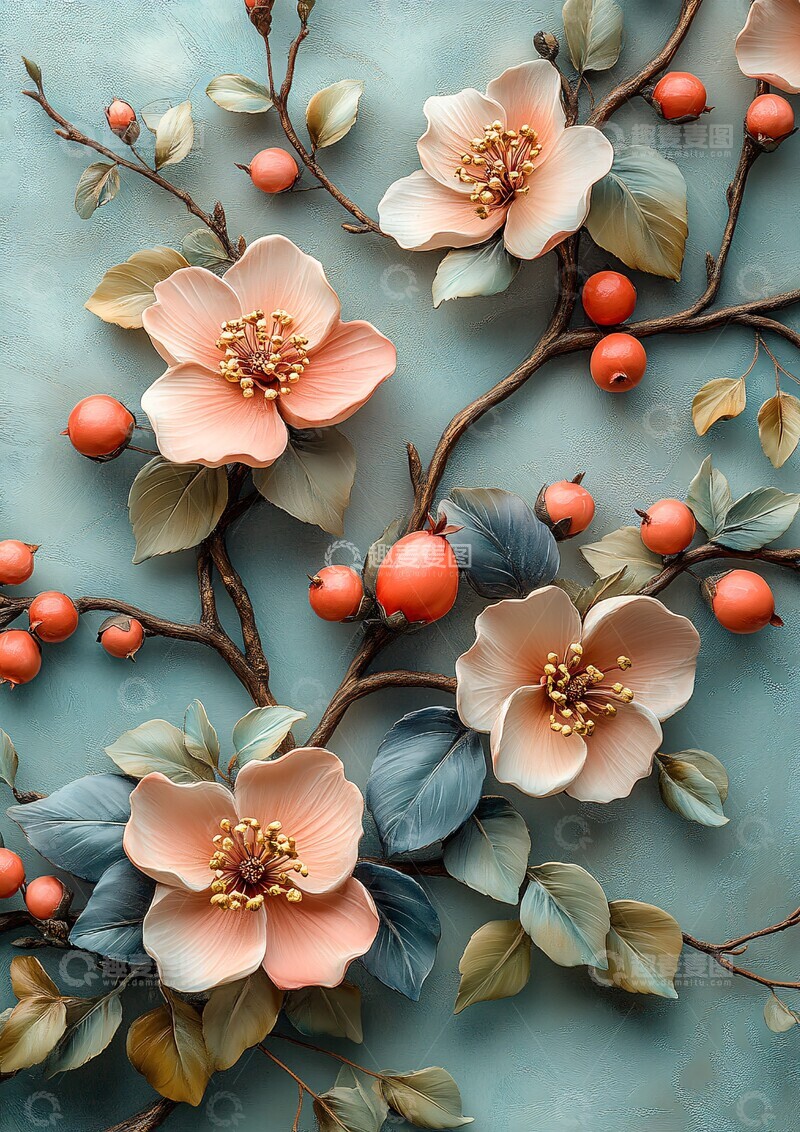 高清大图下载【趣麦麦图】粉色蓝色花朵壁纸4