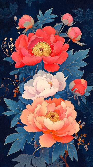 彩绘牡丹花彩绘牡丹花朵3