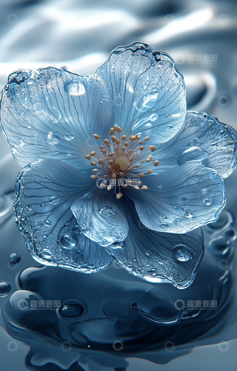 高清大图下载【趣麦麦图】-玻璃花浮云水纹3