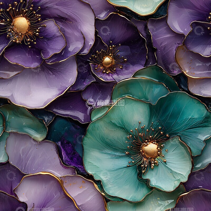 高清大图下载【趣麦麦图】紫绿金三色花卉壁纸3