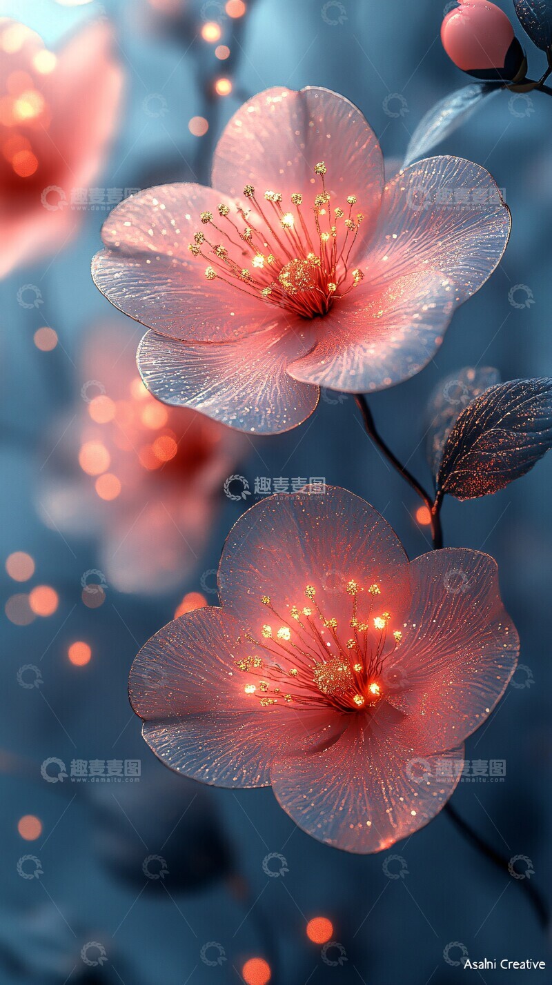 高清大图下载【趣麦麦图】粉红山茶花水彩画4