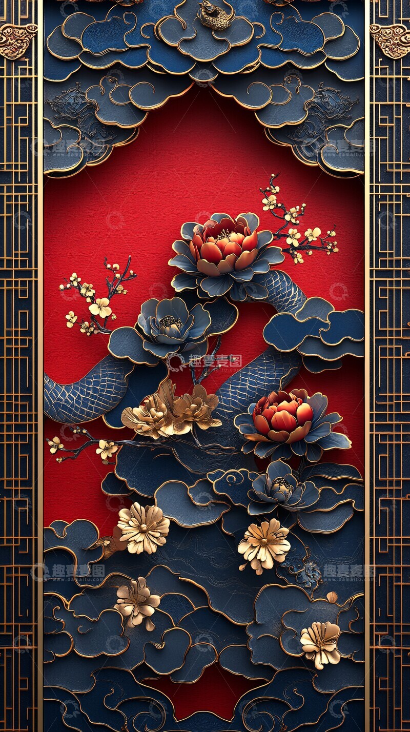 高清大图下载【趣麦麦图】红色蛇年红包3