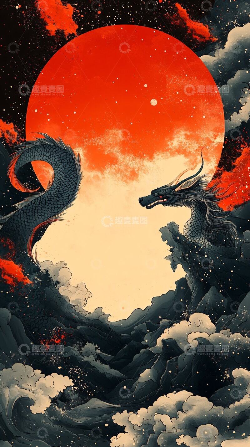 高清大图下载【趣麦麦图】蛇年新年手绘海报3