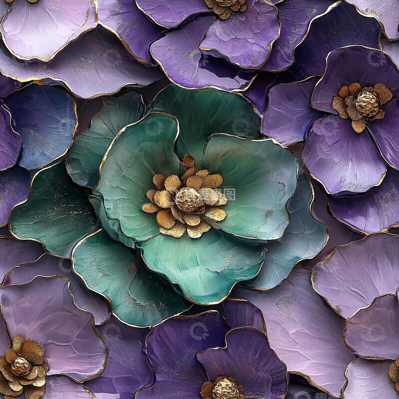 高清大图下载【趣麦麦图】紫绿金三色花卉壁纸2