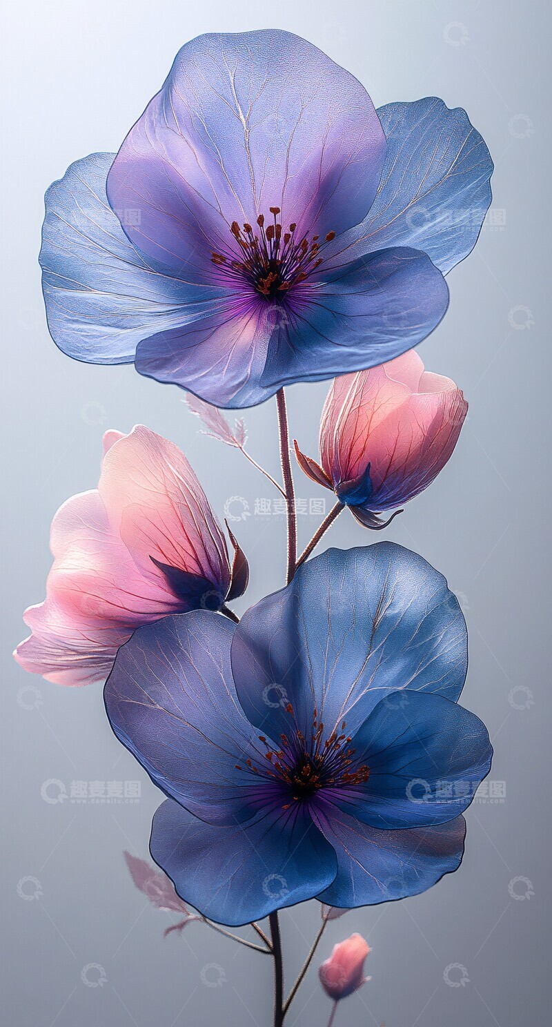 高清大图下载【趣麦麦图】蓝色紫色花朵特写3
