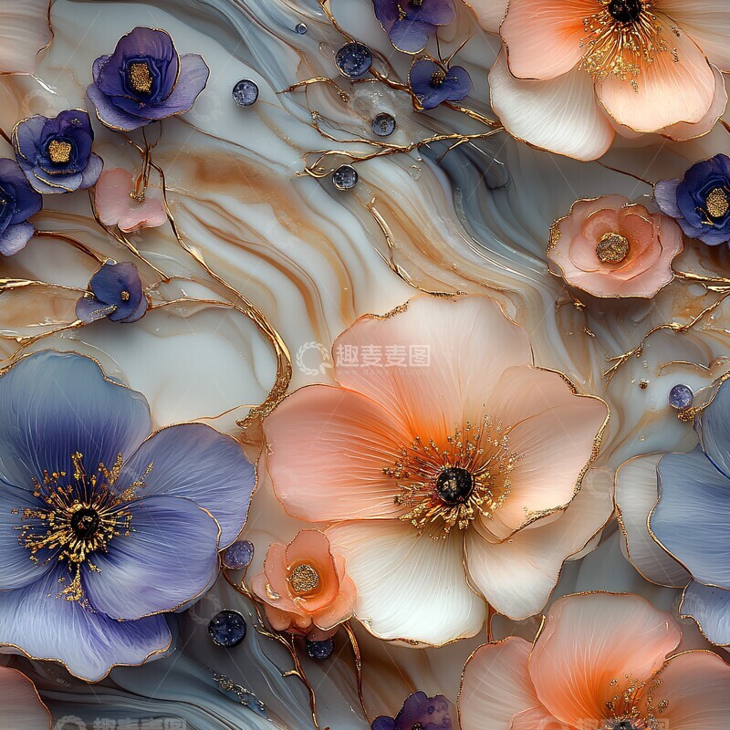 高清大图下载【趣麦麦图】酒精墨水花卉纹理3