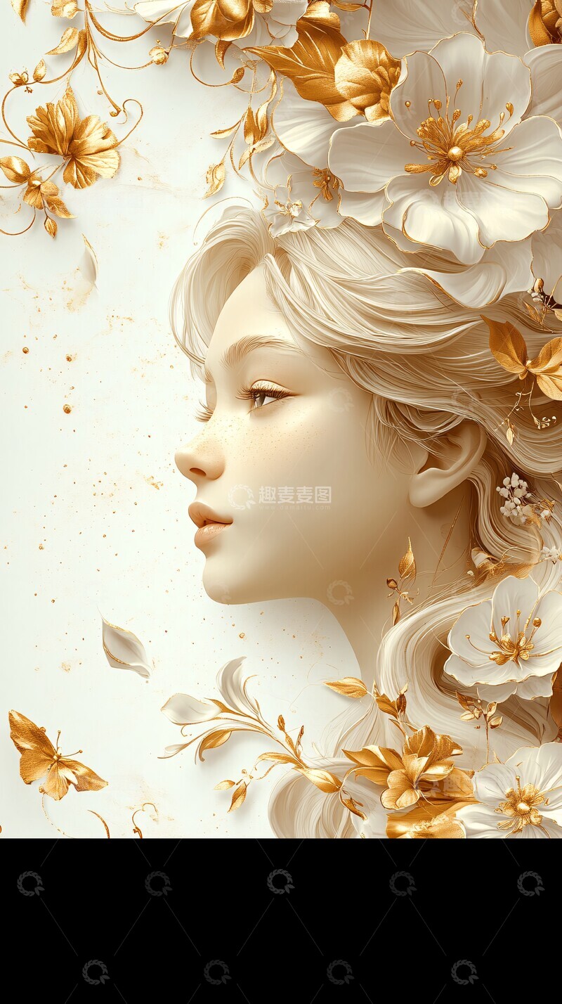 高清大图下载【趣麦麦图】灰白渐变金纹背景3