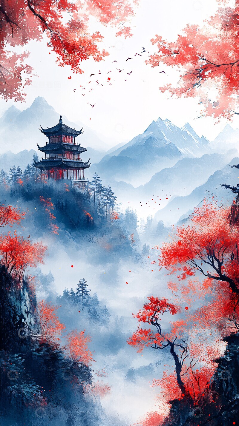 高清大图下载【趣麦麦图】水墨蓝韵中国水彩诗意2