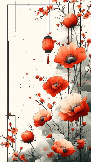 新年红方形云纹边框3