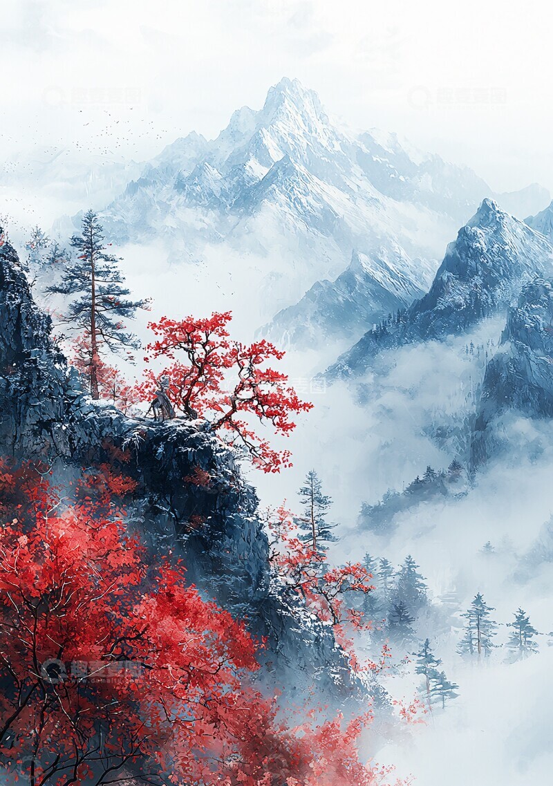 高清大图下载【趣麦麦图】雪山要塞要塞背景白色3