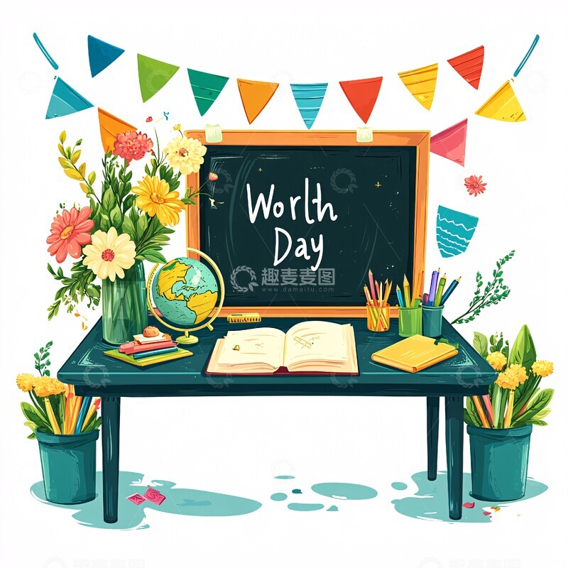 高清大图下载【趣麦麦图】地球日教室布置1