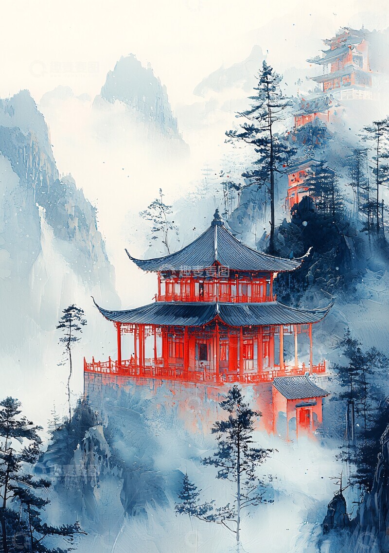 高清大图下载【趣麦麦图】雪山要塞要塞背景白色2