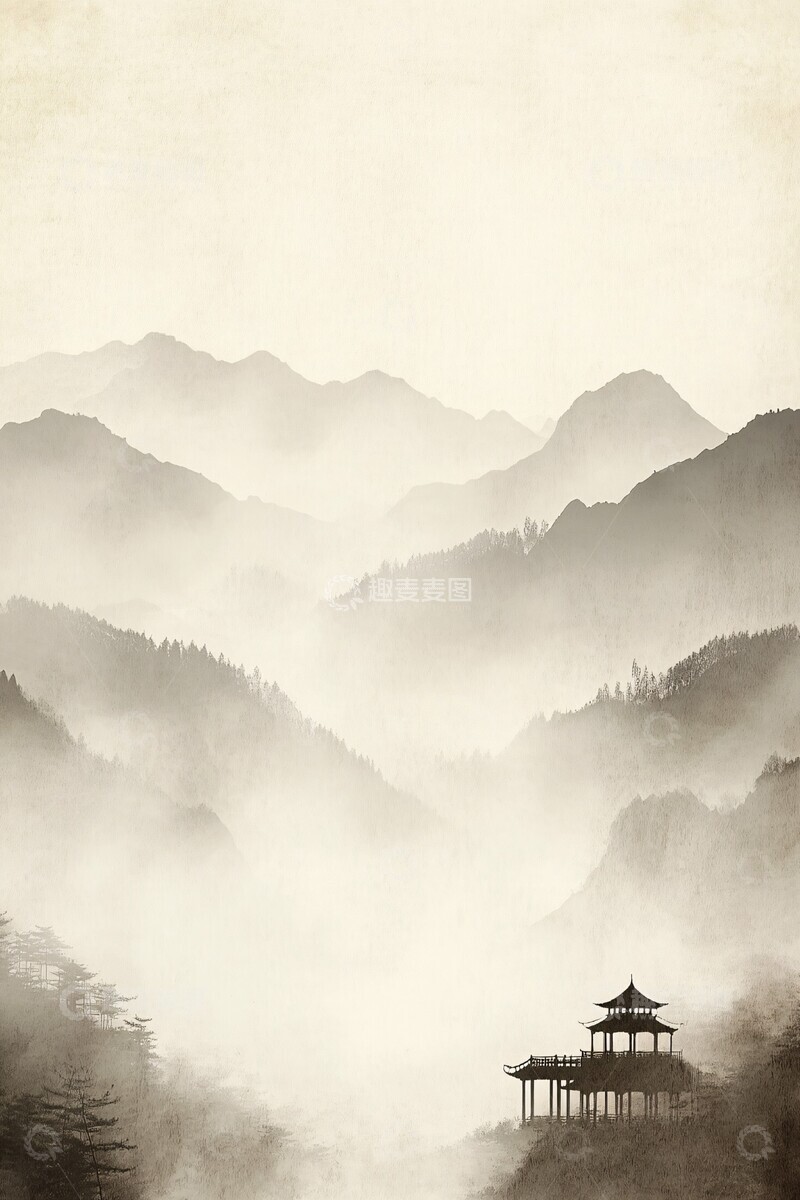 高清大图下载【趣麦麦图】山水武馆图山水武馆墨画2