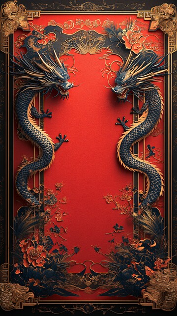 龙马图案红纸对联3