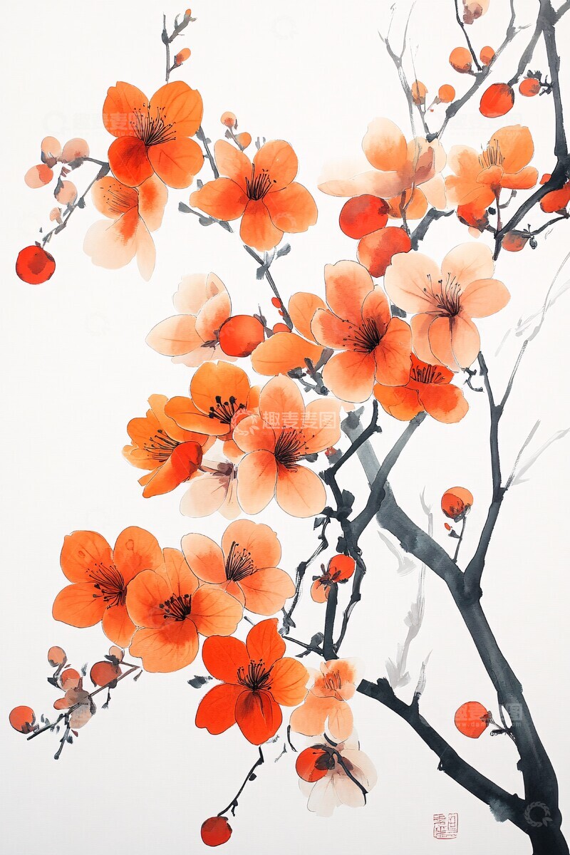 高清大图下载【趣麦麦图】桂花墨绘祥云图3