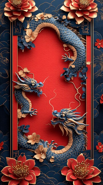 龙马图案红纸对联1