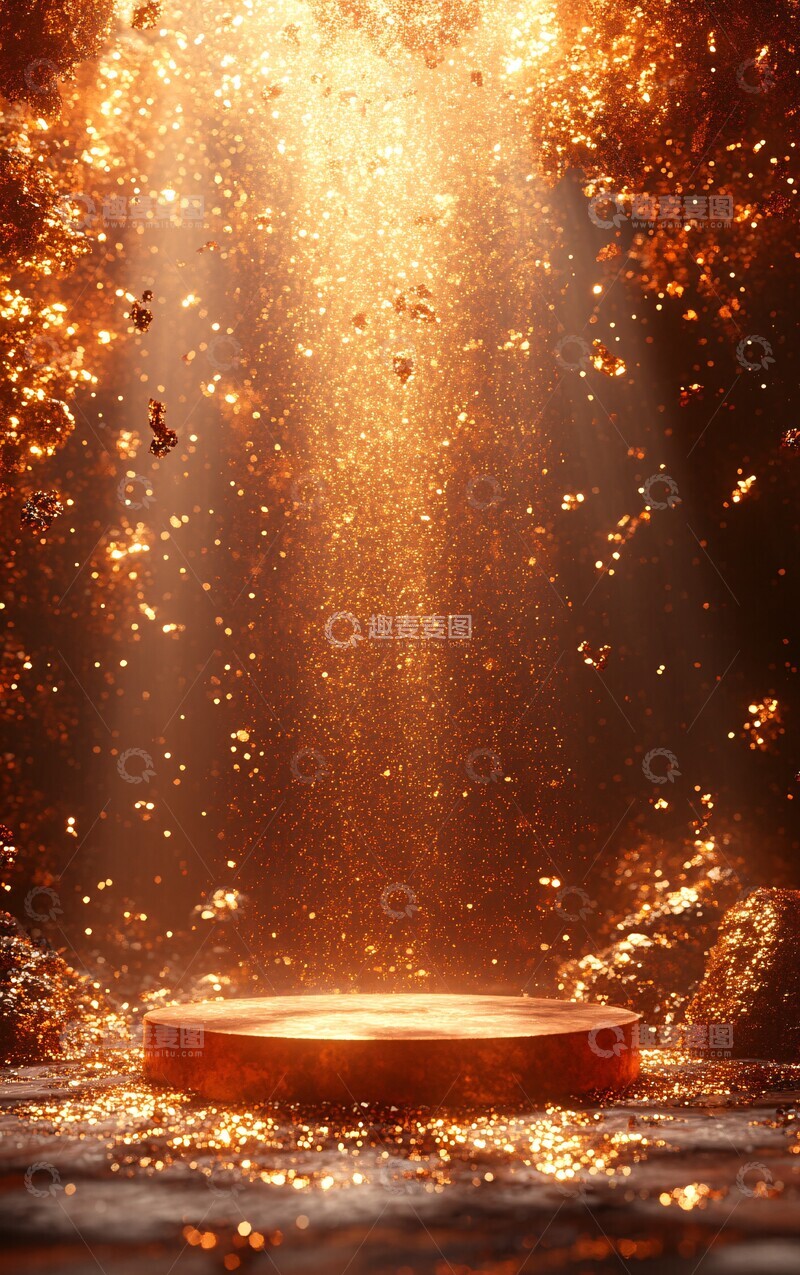 高清大图下载【趣麦麦图】红色讲台金色背景3