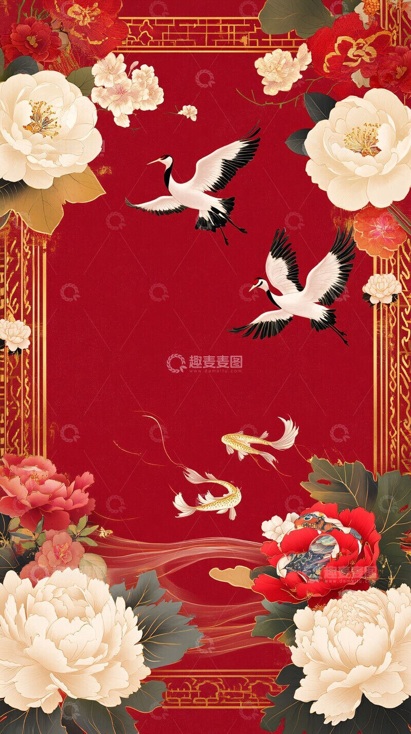 高清大图下载【趣麦麦图】红色金纹喜庆图案
