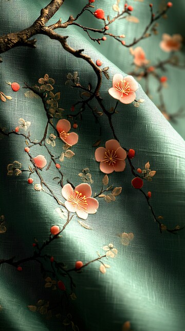 绿纹织锦卷轴图1