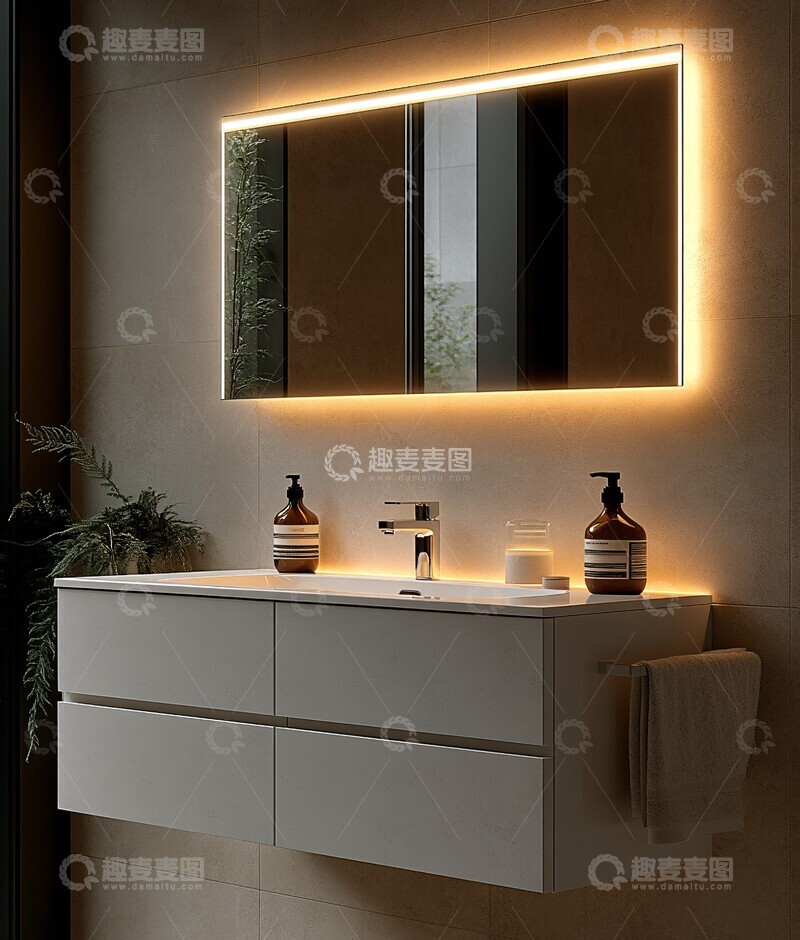 高清大图下载【趣麦麦图】白色浴室挂墙柜3