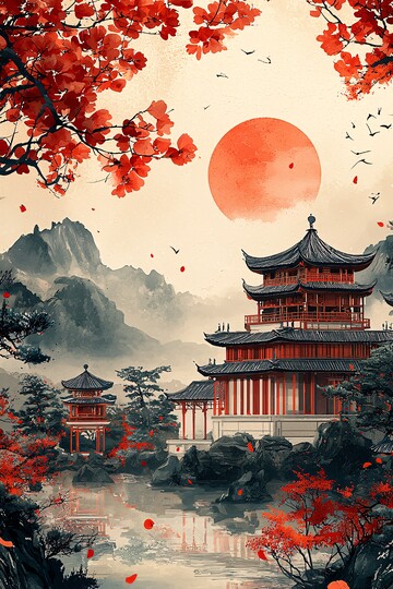 国潮白边框纹样3