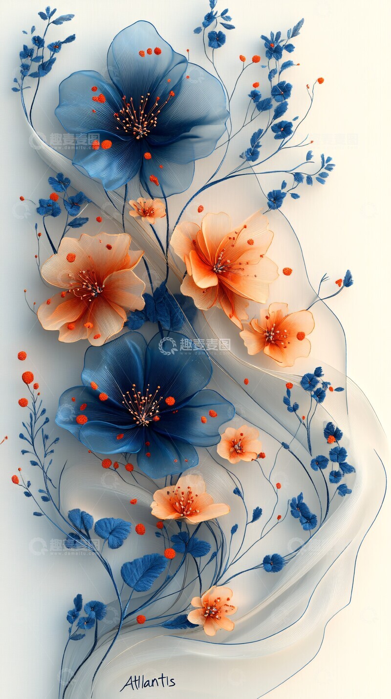 高清大图下载【趣麦麦图】亚特兰蒂斯线绣花纹3