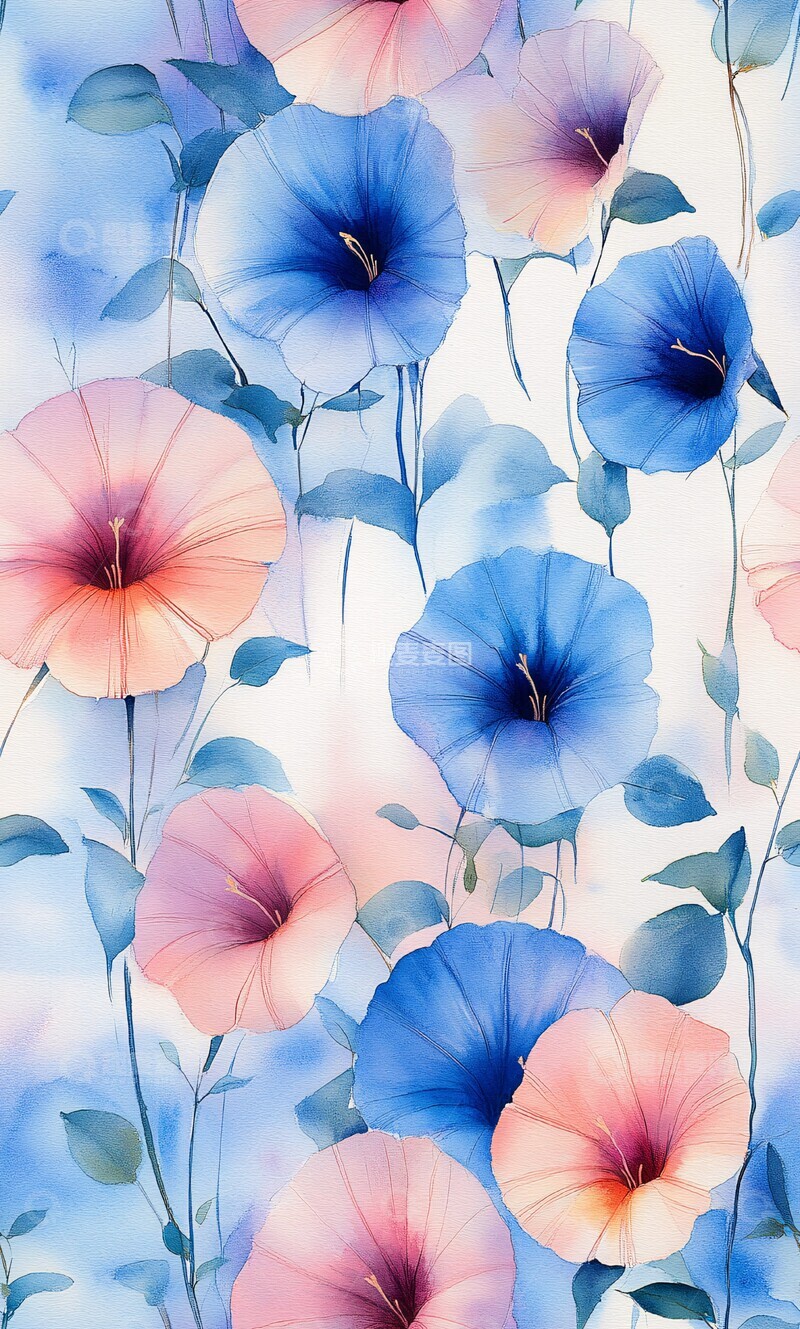 高清大图下载【趣麦麦图】晨光中的牵牛花2