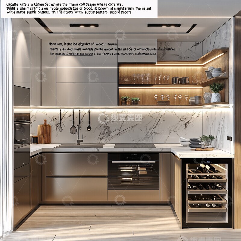 高清大图下载【趣麦麦图】白色奶油金色厨房1